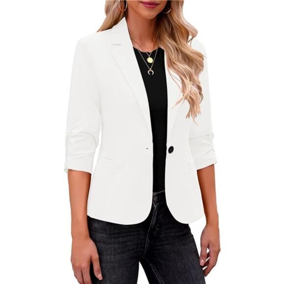 Blazers for Women Suit Jackets Dressy 3/4 Sleeve Blazer Business Casual Outfits